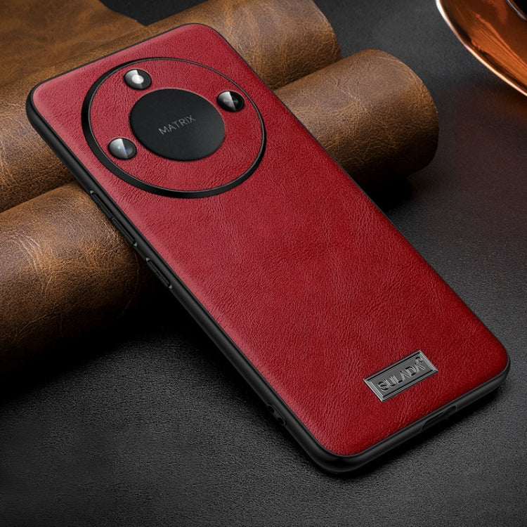 For Honor X60 SULADA Shockproof TPU Hybrid Handmade Leather Phone Case(Red) by SULADA