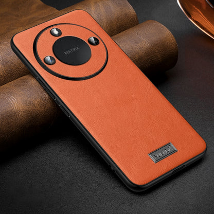 For Honor X60 SULADA Shockproof TPU Hybrid Handmade Leather Phone Case(Orange) by SULADA