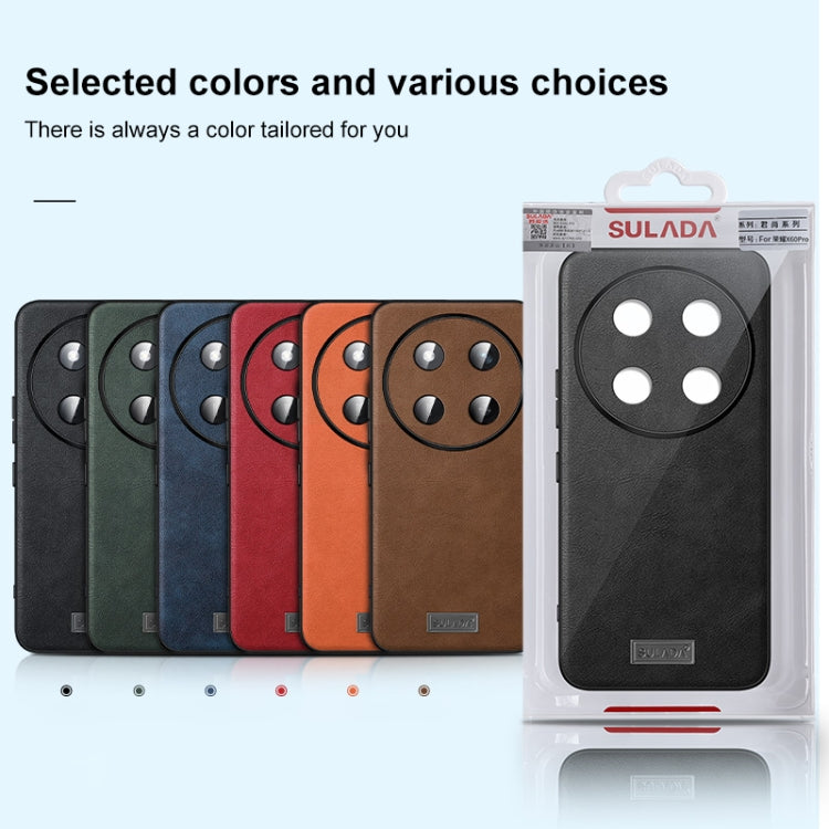 For Honor X60 Pro SULADA Shockproof TPU Hybrid Handmade Leather Phone Case(Red) by SULADA