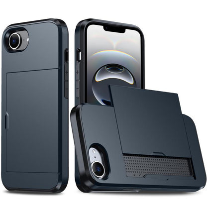 For iPhone 16e Shockproof Armor Phone Case with Card Slot(Blue) by bashfashion