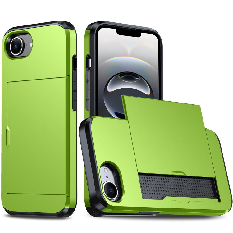 For iPhone 16e Shockproof Armor Phone Case with Card Slot(Green) by bashfashion