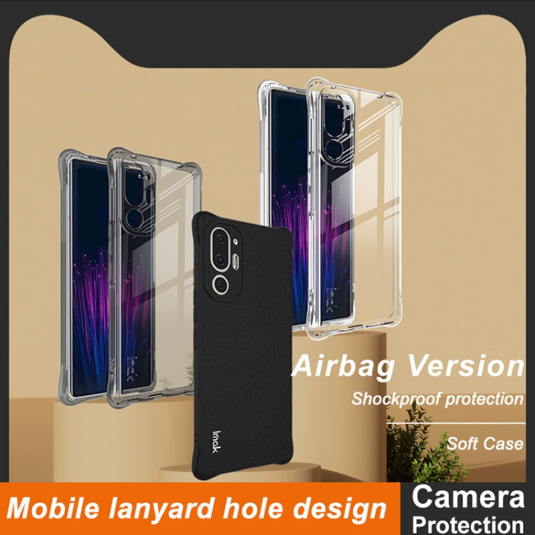 For HTC U24 Pro imak Shockproof Airbag TPU Phone Case(Transparent Black) by imak