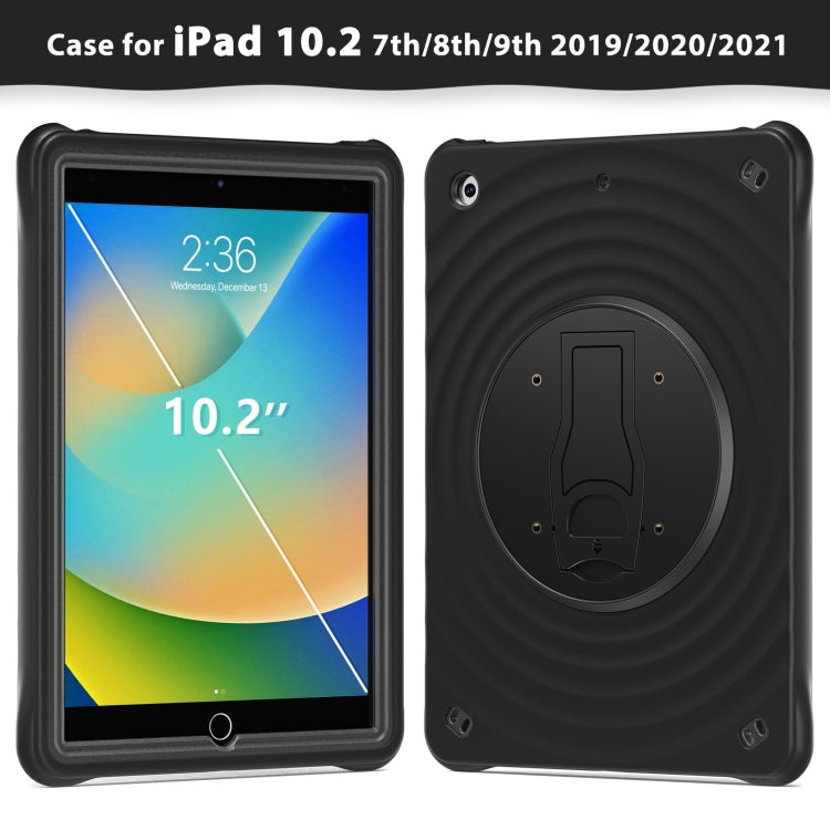 For iPad 10.2 2021 / 2020 / 2019 Holder Silicone Hybrid PC Tablet Case(Black) by bashfashion