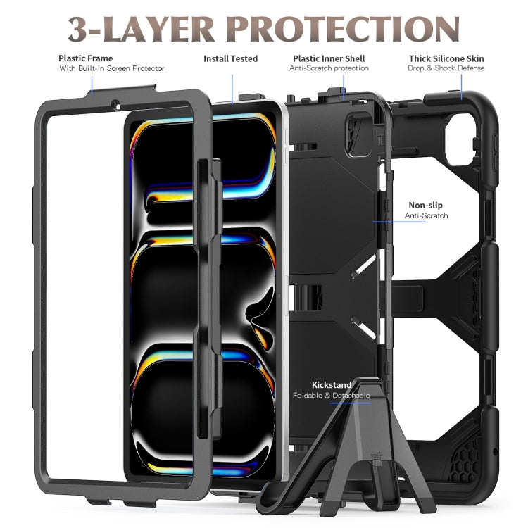 For iPad Pro 11 2025 / 2024 Colorful Silicone Heavy Duty Hybrid PC Tablet Case(Black) by bashfashion