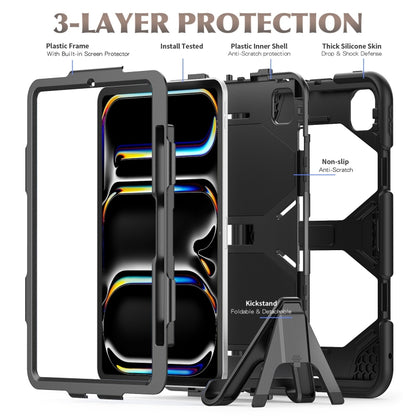 For iPad Pro 11 2025 / 2024 Colorful Silicone Heavy Duty Hybrid PC Tablet Case(Black) by bashfashion