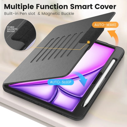 For iPad Air 11 2025 / 2024 Smart B Magnetic Holder Leather Tablet Case(Black) by bashfashion