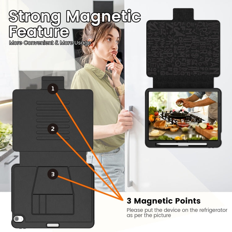 For iPad Air 11 2025 / 2024 Smart B Magnetic Holder Leather Tablet Case(Black) by bashfashion