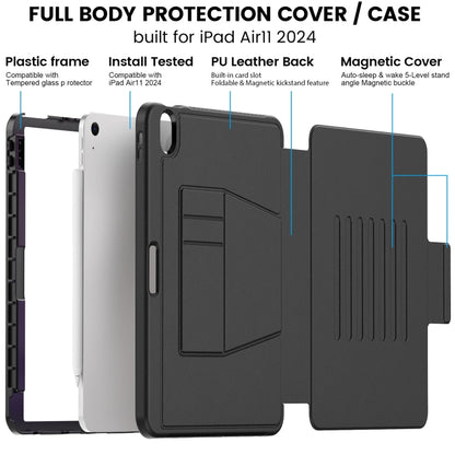 For iPad Air 11 2025 / 2024 Smart B Magnetic Holder Leather Tablet Case(Black) by bashfashion