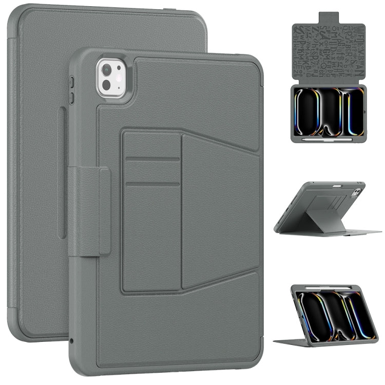 For iPad Pro 11 2025 / 2024 Smart B Magnetic Holder Leather Tablet Case(Grey) by bashfashion