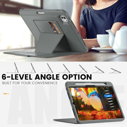 For iPad Pro 11 2025 / 2024 Smart B Magnetic Holder Leather Tablet Case(Grey) by bashfashion