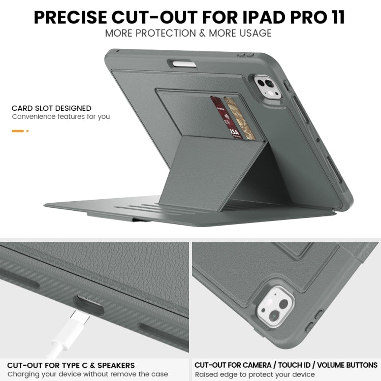 For iPad Pro 11 2025 / 2024 Smart B Magnetic Holder Leather Tablet Case(Grey) by bashfashion