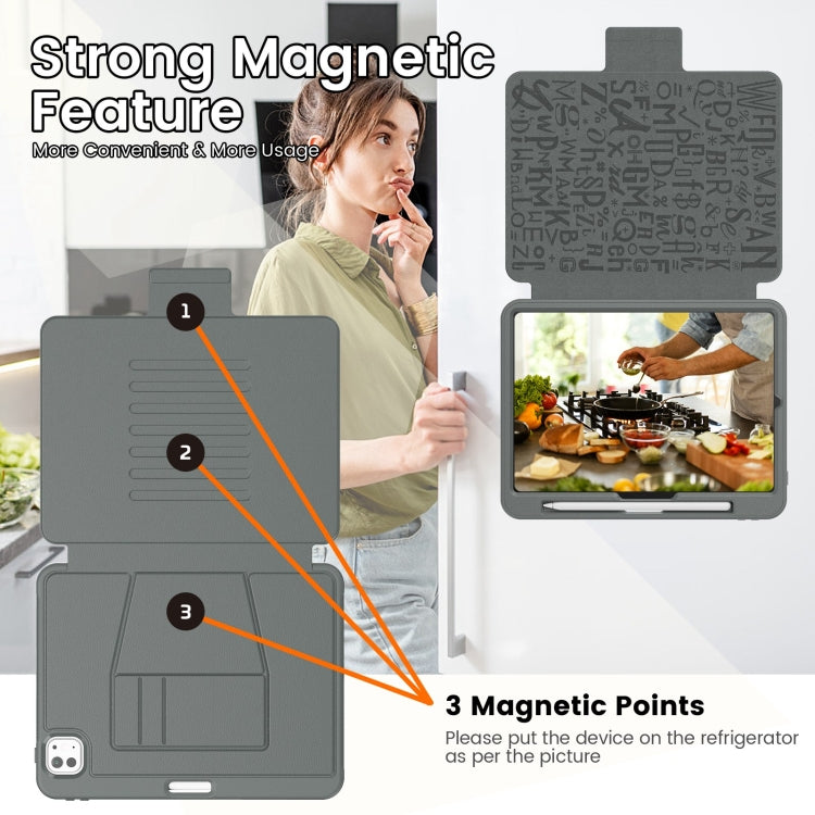 For iPad Pro 11 2025 / 2024 Smart B Magnetic Holder Leather Tablet Case(Grey) by bashfashion