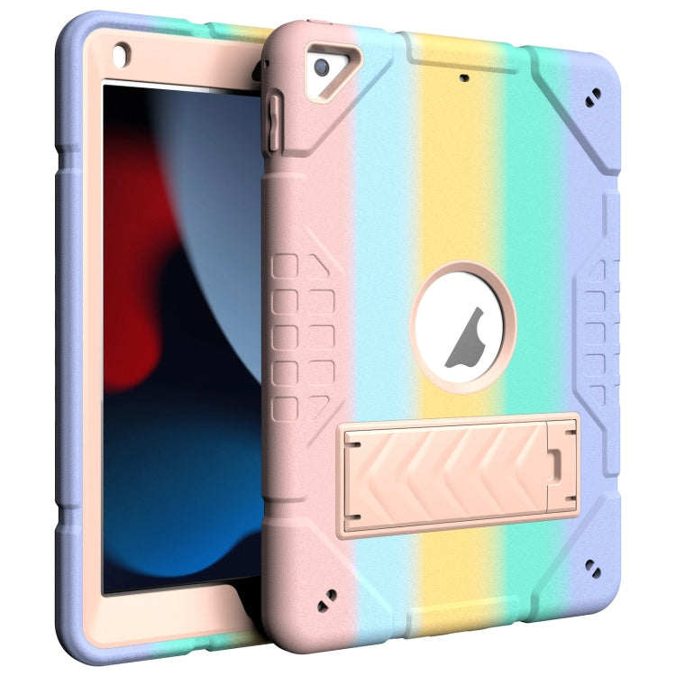 For iPad 10.2 2021 / 2020 / 2019 Armor Holder Silicone Hybrid PC Tablet Case(Gradient Color Gold) by bashfashion