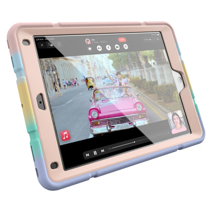 For iPad 10.2 2021 / 2020 / 2019 Armor Holder Silicone Hybrid PC Tablet Case(Gradient Color Gold) by bashfashion