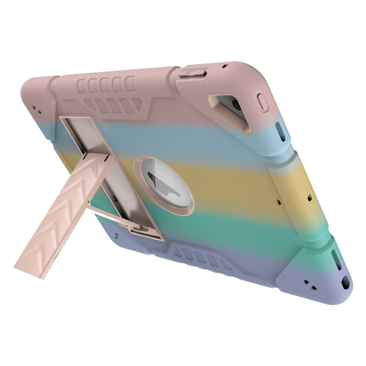 For iPad 10.2 2021 / 2020 / 2019 Armor Holder Silicone Hybrid PC Tablet Case(Gradient Color Gold) by bashfashion