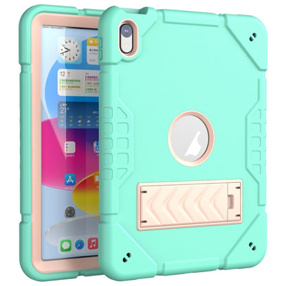 For iPad 2025 / 2022 Armor Holder Silicone Hybrid PC Tablet Case(Mint Green Gold) by bashfashion