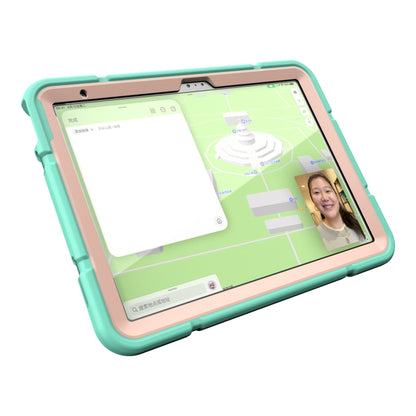 For iPad 2025 / 2022 Armor Holder Silicone Hybrid PC Tablet Case(Mint Green Gold) by bashfashion
