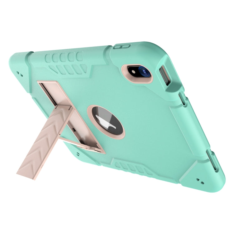 For iPad 2025 / 2022 Armor Holder Silicone Hybrid PC Tablet Case(Mint Green Gold) by bashfashion