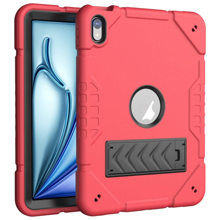 For iPad Air 11 2025 / 2024 Armor Holder Silicone Hybrid PC Tablet Case(Red Black) by bashfashion