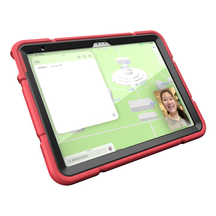 For iPad Air 11 2025 / 2024 Armor Holder Silicone Hybrid PC Tablet Case(Red Black) by bashfashion