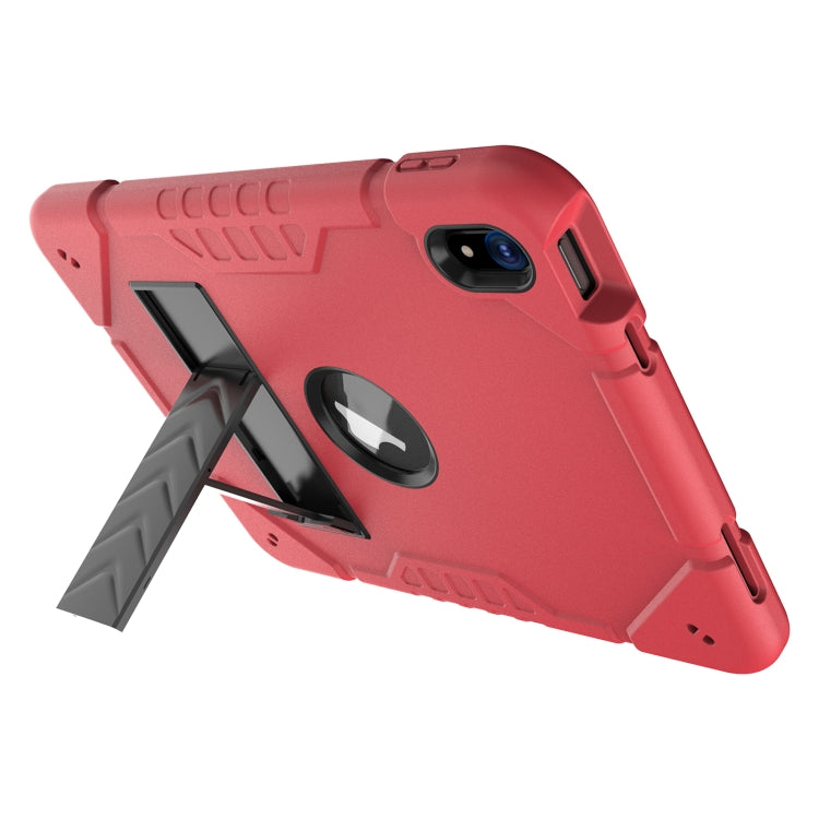 For iPad Air 11 2025 / 2024 Armor Holder Silicone Hybrid PC Tablet Case(Red Black) by bashfashion