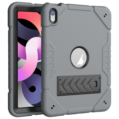 For iPad Air 2022 / 2020 10.9 Armor Holder Silicone Hybrid PC Tablet Case(Grey Black) by bashfashion