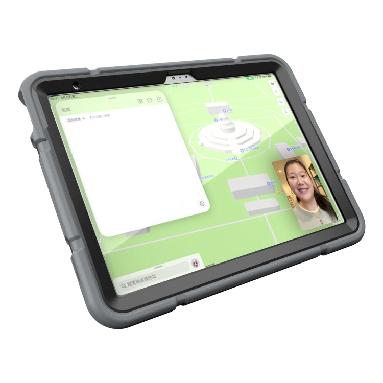 For iPad Air 2022 / 2020 10.9 Armor Holder Silicone Hybrid PC Tablet Case(Grey Black) by bashfashion