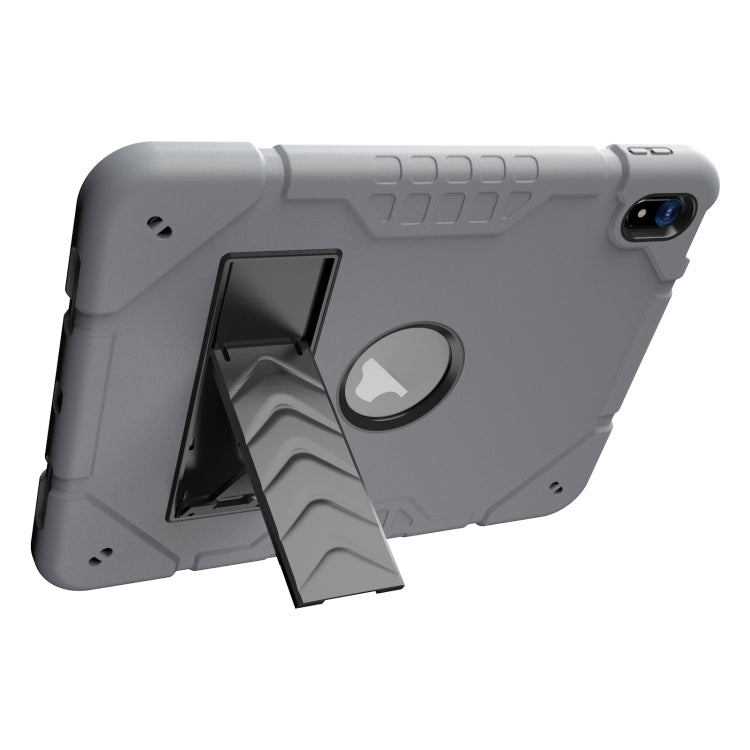 For iPad Air 2022 / 2020 10.9 Armor Holder Silicone Hybrid PC Tablet Case(Grey Black) by bashfashion