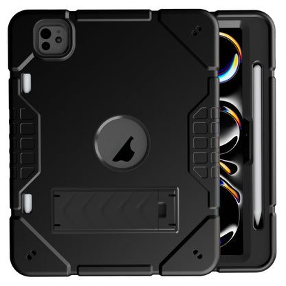 For iPad Pro 11 2025 / 2024 Armor Holder Silicone Hybrid PC Tablet Case(Black) by bashfashion