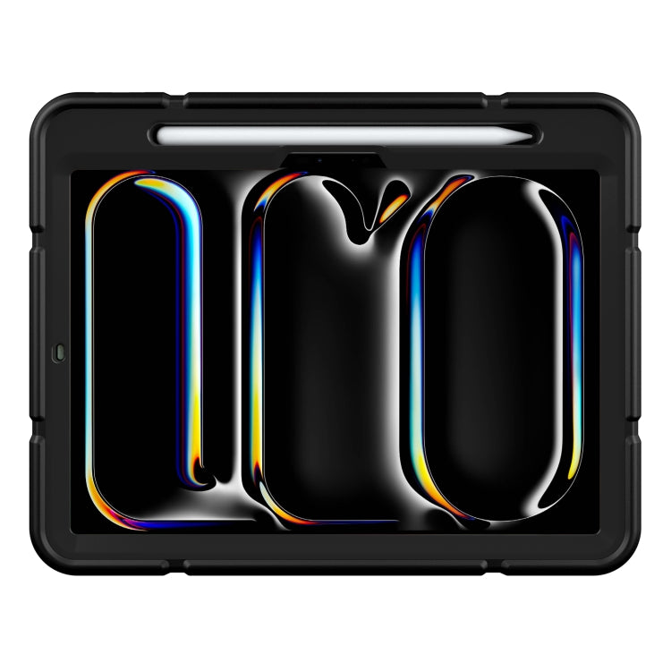 For iPad Pro 11 2025 / 2024 Armor Holder Silicone Hybrid PC Tablet Case(Black) by bashfashion