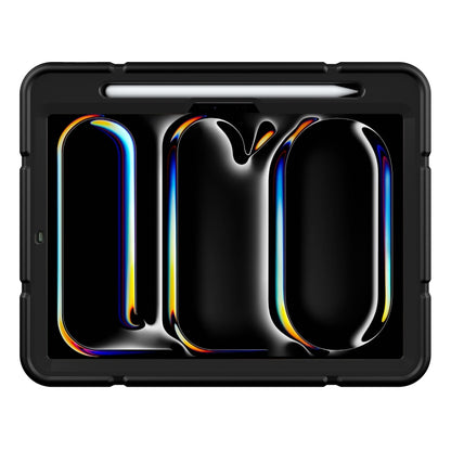 For iPad Pro 11 2025 / 2024 Armor Holder Silicone Hybrid PC Tablet Case(Black) by bashfashion
