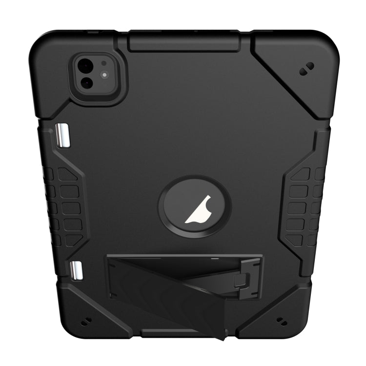 For iPad Pro 11 2025 / 2024 Armor Holder Silicone Hybrid PC Tablet Case(Black) by bashfashion