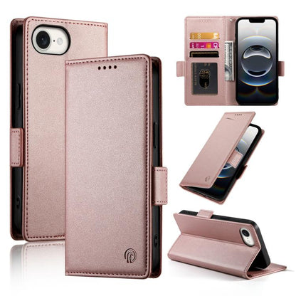 For iPhone 16e Side Buckle Magnetic Frosted Leather Phone Case(Rose Gold) by bashfashion