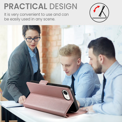 For iPhone 16e Side Buckle Magnetic Frosted Leather Phone Case(Rose Gold) by bashfashion