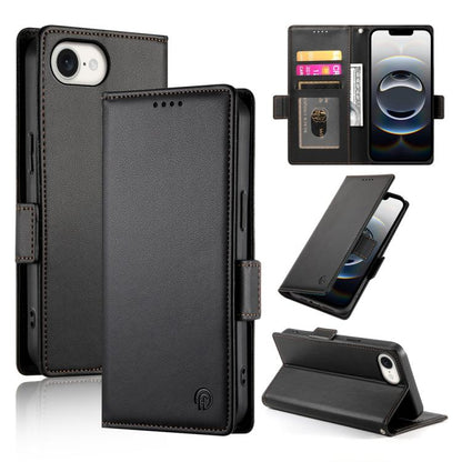 For iPhone 16e Side Buckle Magnetic Frosted Leather Phone Case(Black) by bashfashion