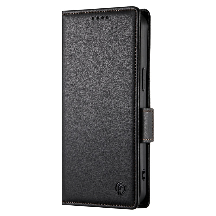 For iPhone 16e Side Buckle Magnetic Frosted Leather Phone Case(Black) by bashfashion