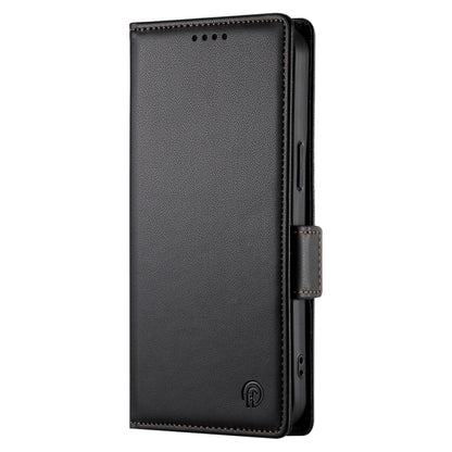 For iPhone 16e Side Buckle Magnetic Frosted Leather Phone Case(Black) by bashfashion