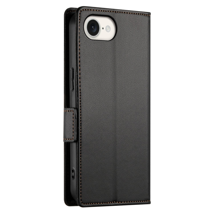 For iPhone 16e Side Buckle Magnetic Frosted Leather Phone Case(Black) by bashfashion