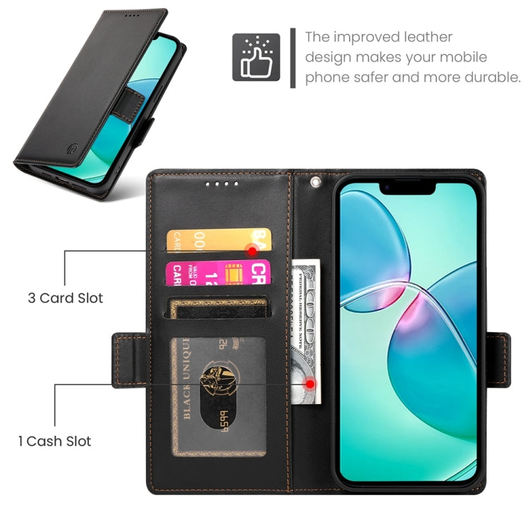 For iPhone 16e Side Buckle Magnetic Frosted Leather Phone Case(Black) by bashfashion