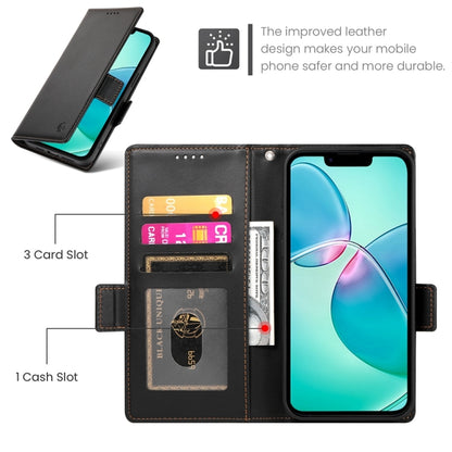 For iPhone 16e Side Buckle Magnetic Frosted Leather Phone Case(Black) by bashfashion