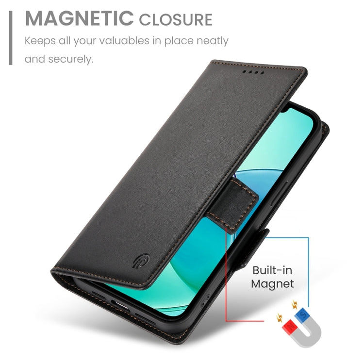 For iPhone 16e Side Buckle Magnetic Frosted Leather Phone Case(Black) by bashfashion