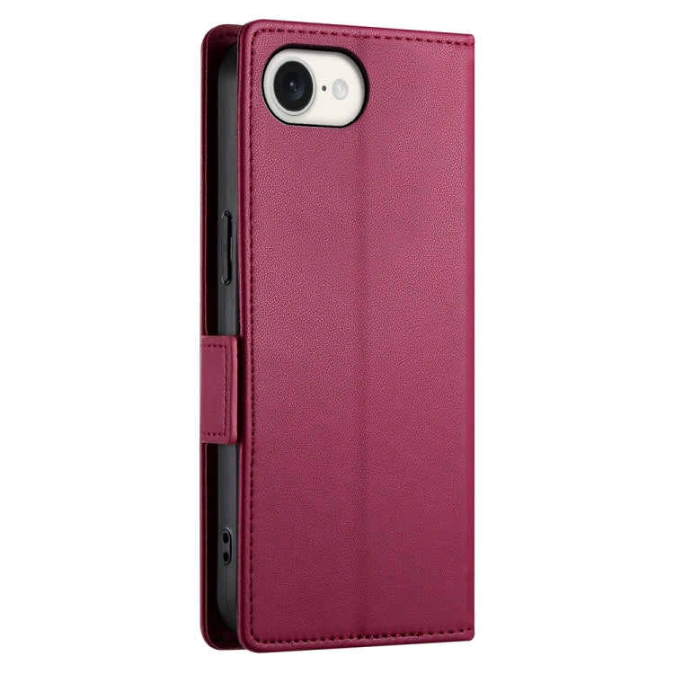For iPhone 16e Side Buckle Magnetic Frosted Leather Phone Case(Wine Red) by bashfashion