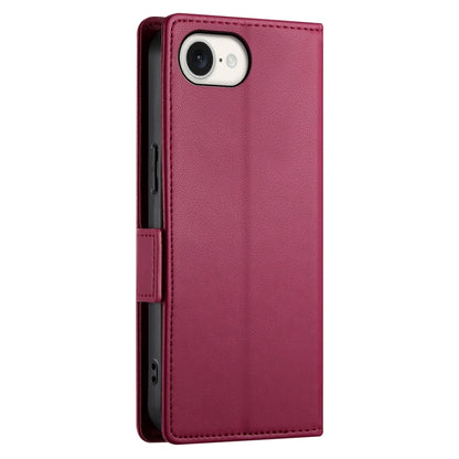 For iPhone 16e Side Buckle Magnetic Frosted Leather Phone Case(Wine Red) by bashfashion