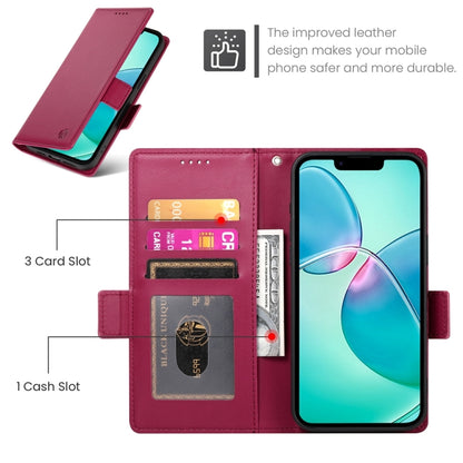 For iPhone 16e Side Buckle Magnetic Frosted Leather Phone Case(Wine Red) by bashfashion
