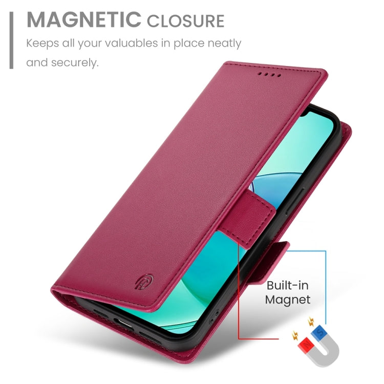 For iPhone 16e Side Buckle Magnetic Frosted Leather Phone Case(Wine Red) by bashfashion