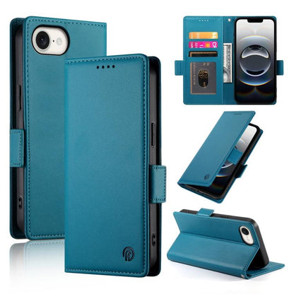 For iPhone 16e Side Buckle Magnetic Frosted Leather Phone Case(Blue) by bashfashion