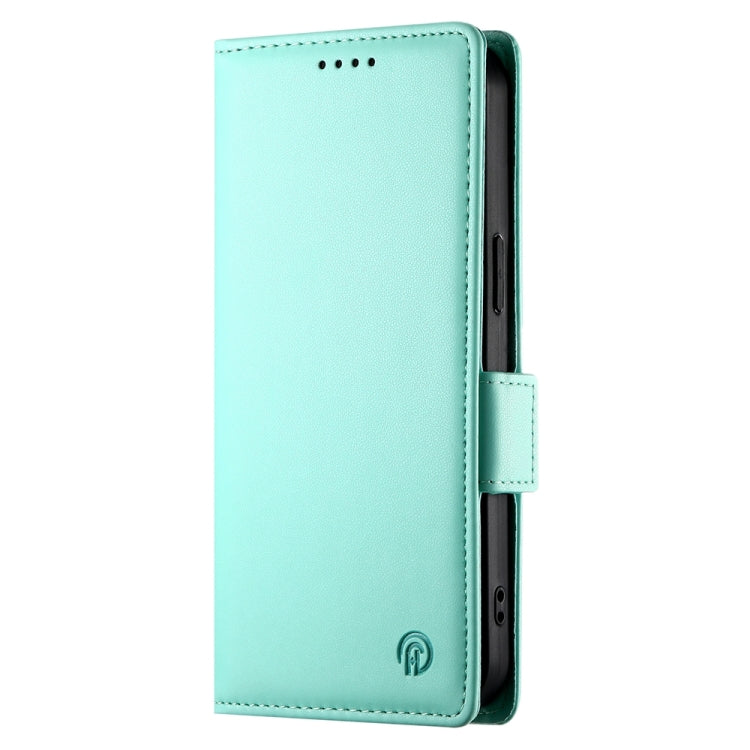 For iPhone 16e Side Buckle Magnetic Frosted Leather Phone Case(Mint Green) by bashfashion