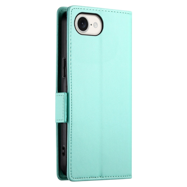 For iPhone 16e Side Buckle Magnetic Frosted Leather Phone Case(Mint Green) by bashfashion