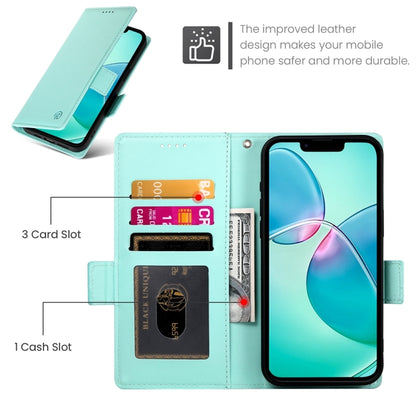 For iPhone 16e Side Buckle Magnetic Frosted Leather Phone Case(Mint Green) by bashfashion