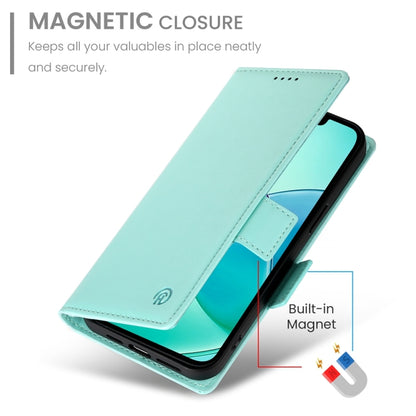 For iPhone 16e Side Buckle Magnetic Frosted Leather Phone Case(Mint Green) by bashfashion